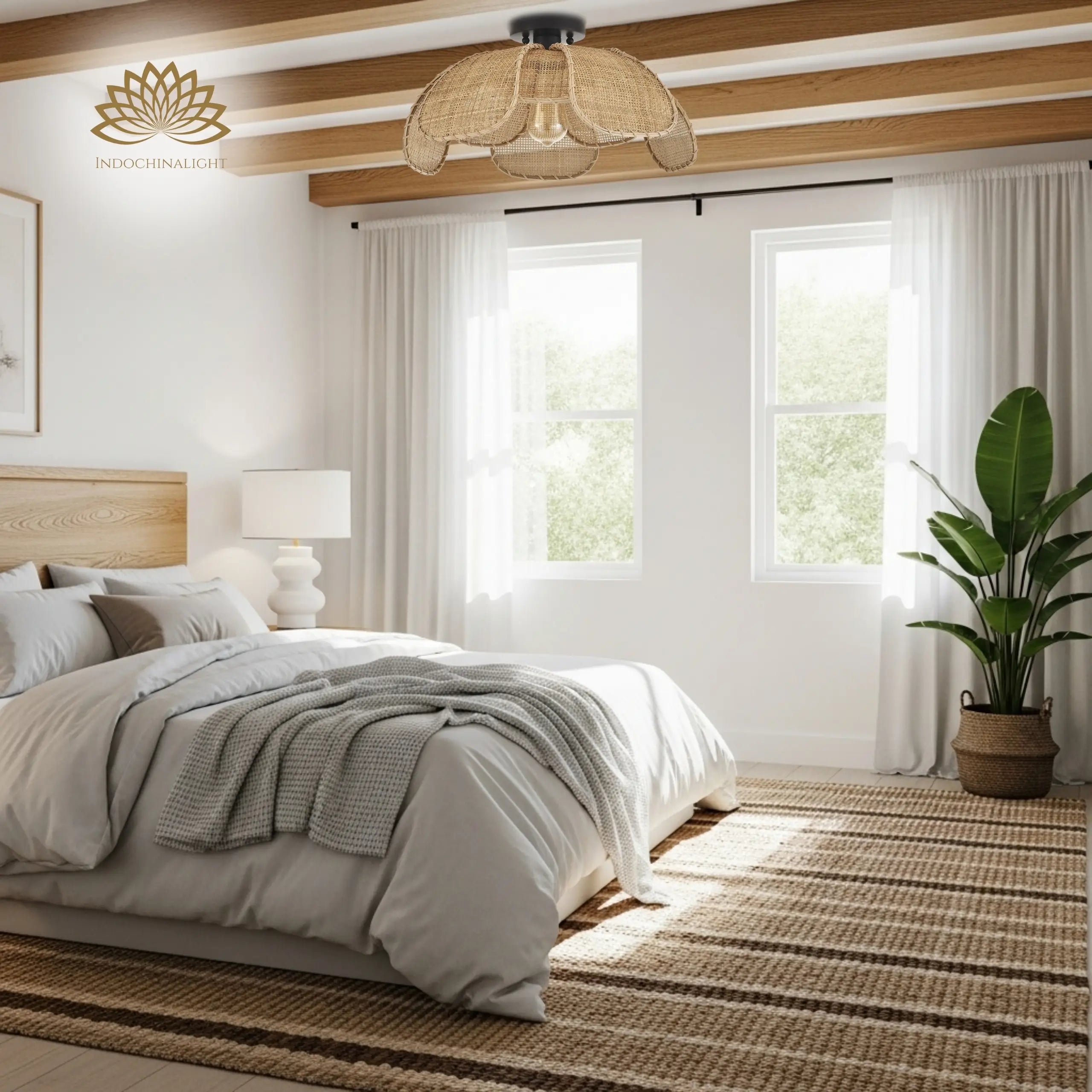 Willa Rattan Flower Ceiling Light