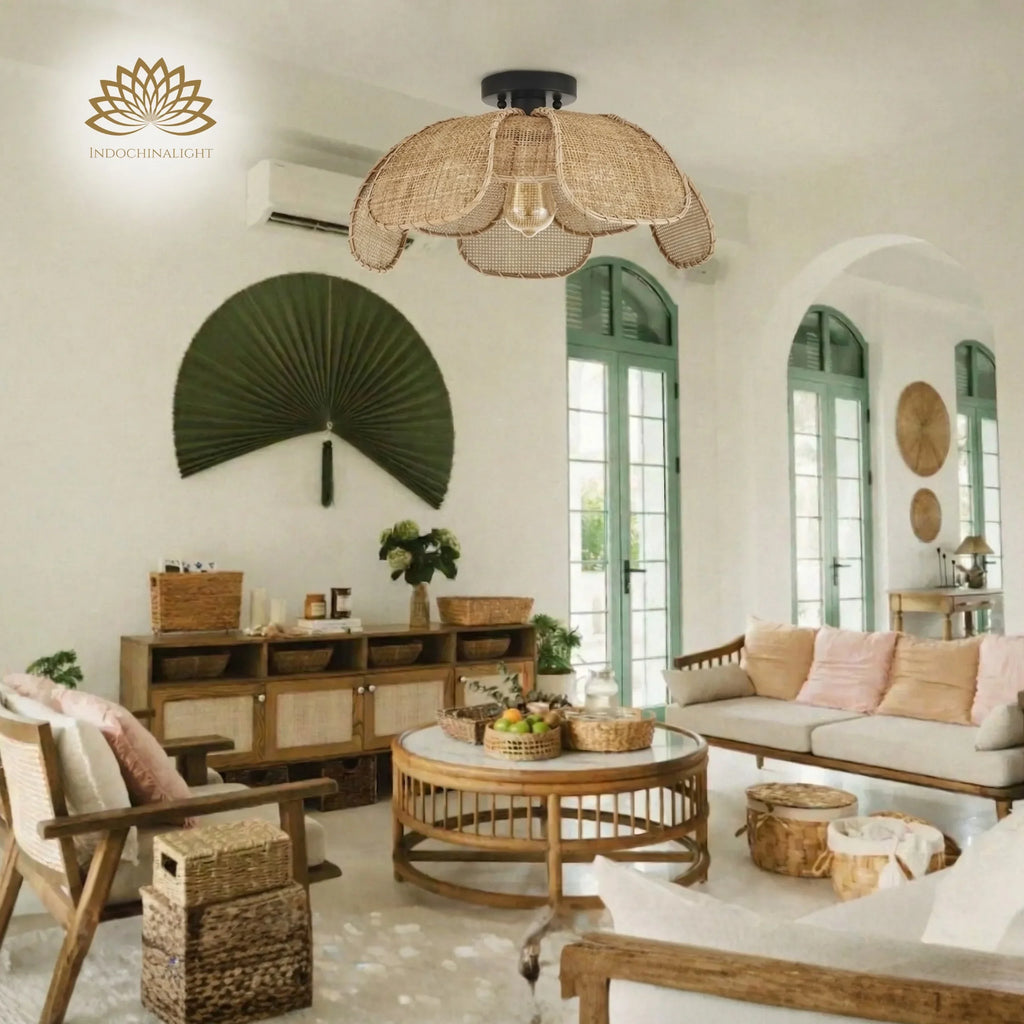Willa Rattan Flower Ceiling Light