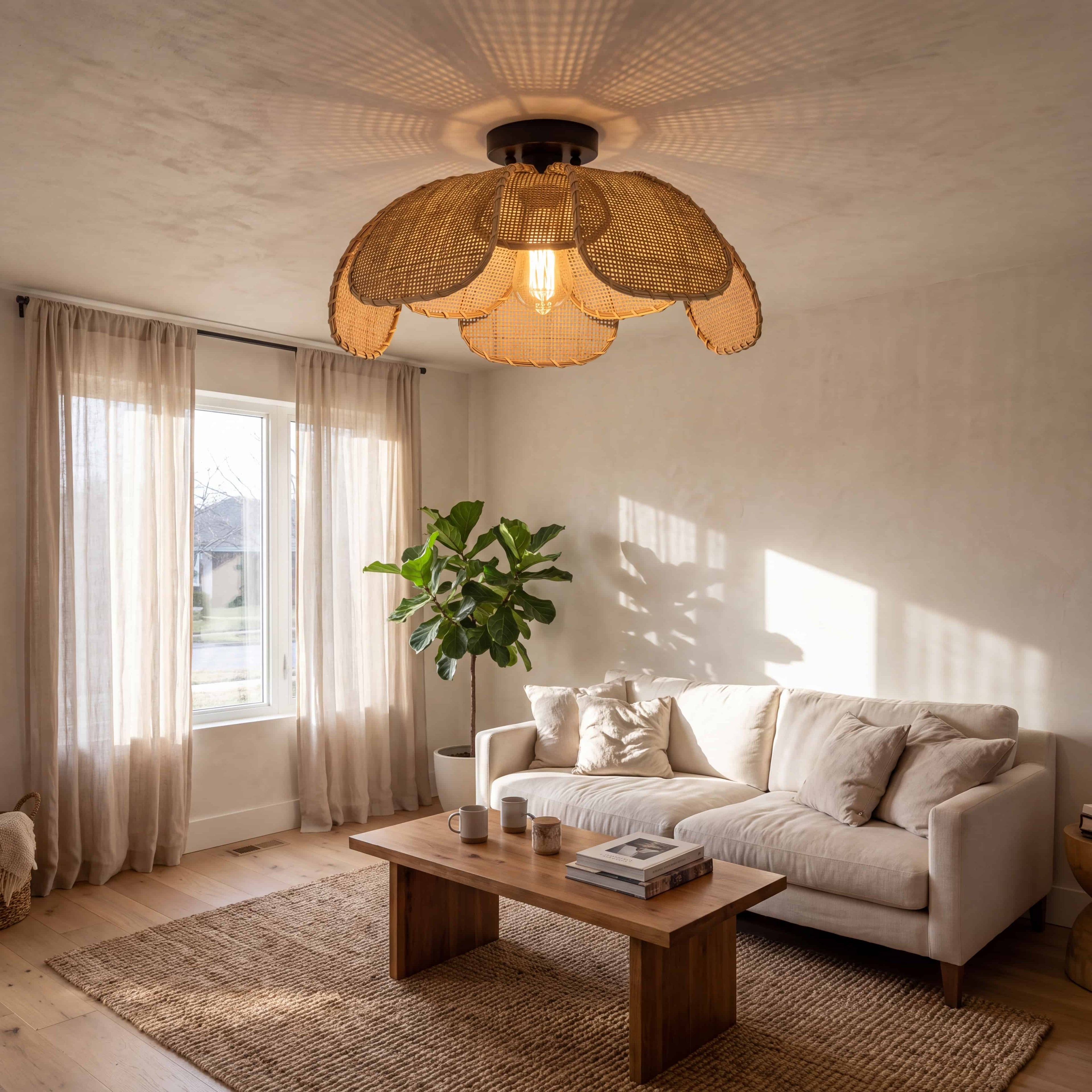 Willa Rattan Flower Ceiling Light