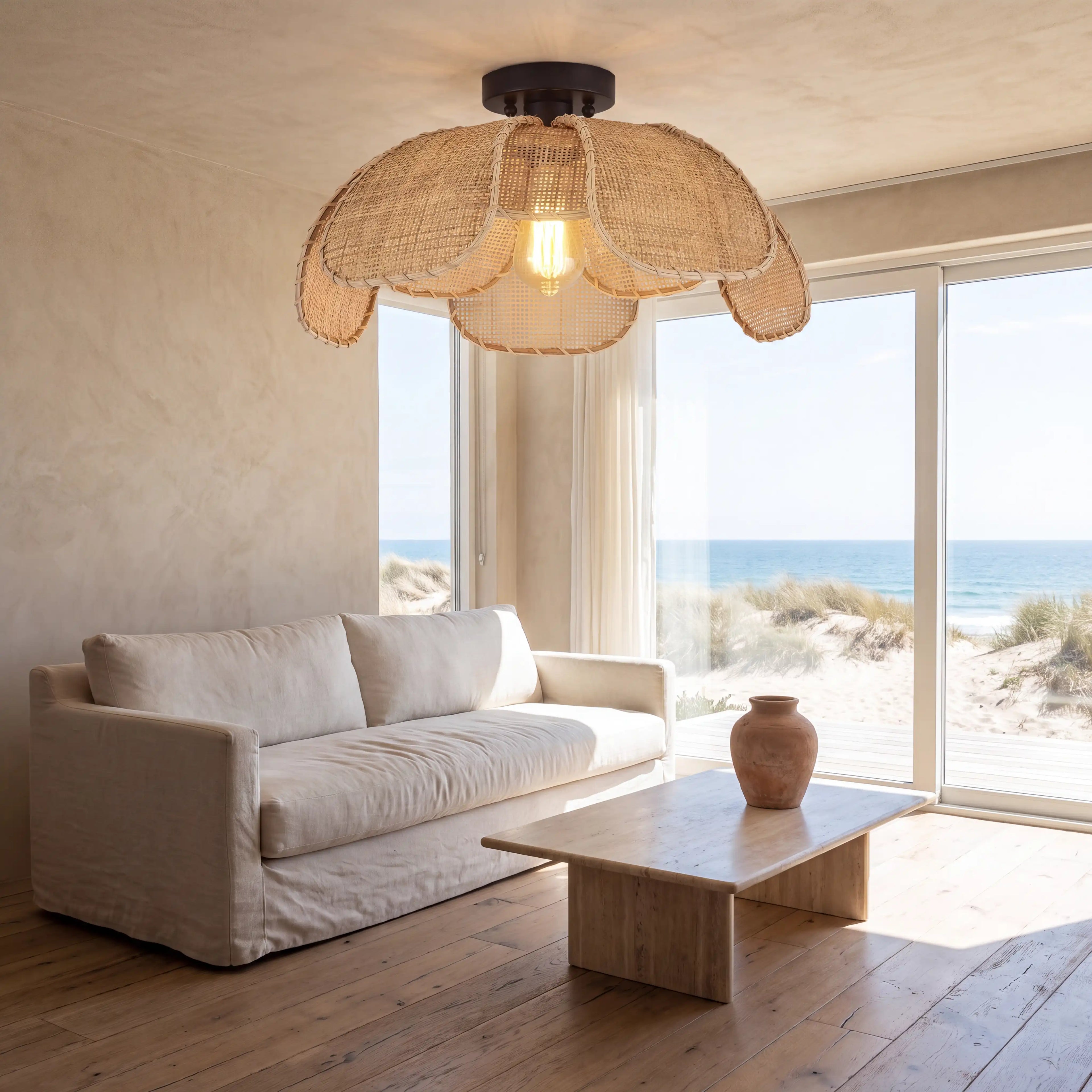 Willa Rattan Flower Ceiling Light