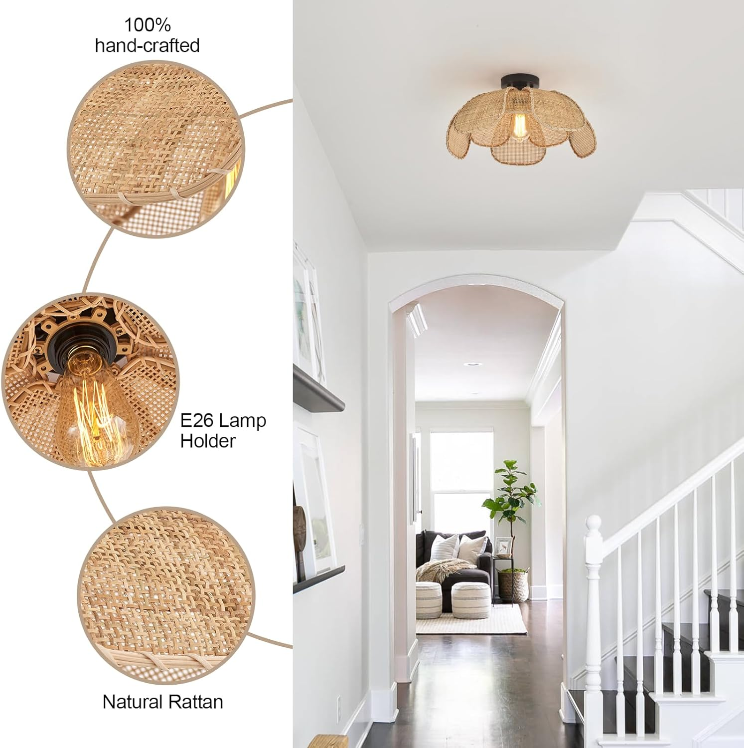 Willa Rattan Flower Ceiling Light