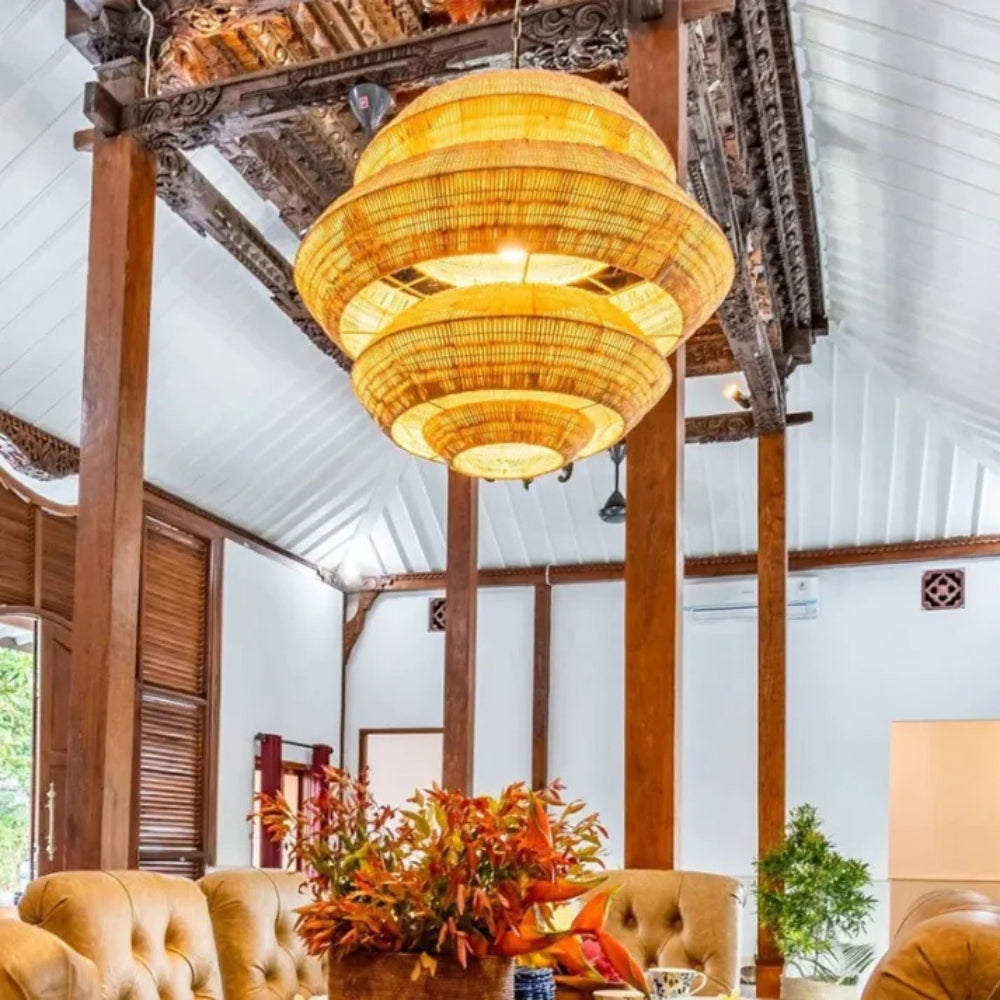 Antibes Extra Large Multi-Tiered Rattan Chandelier