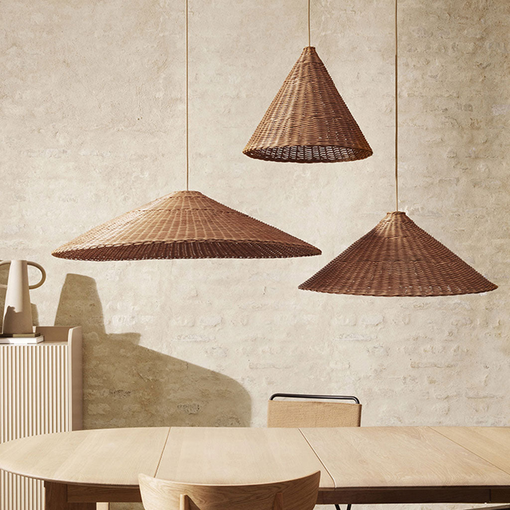 Carter Cone Woven Wicker Rattan Pendant Light