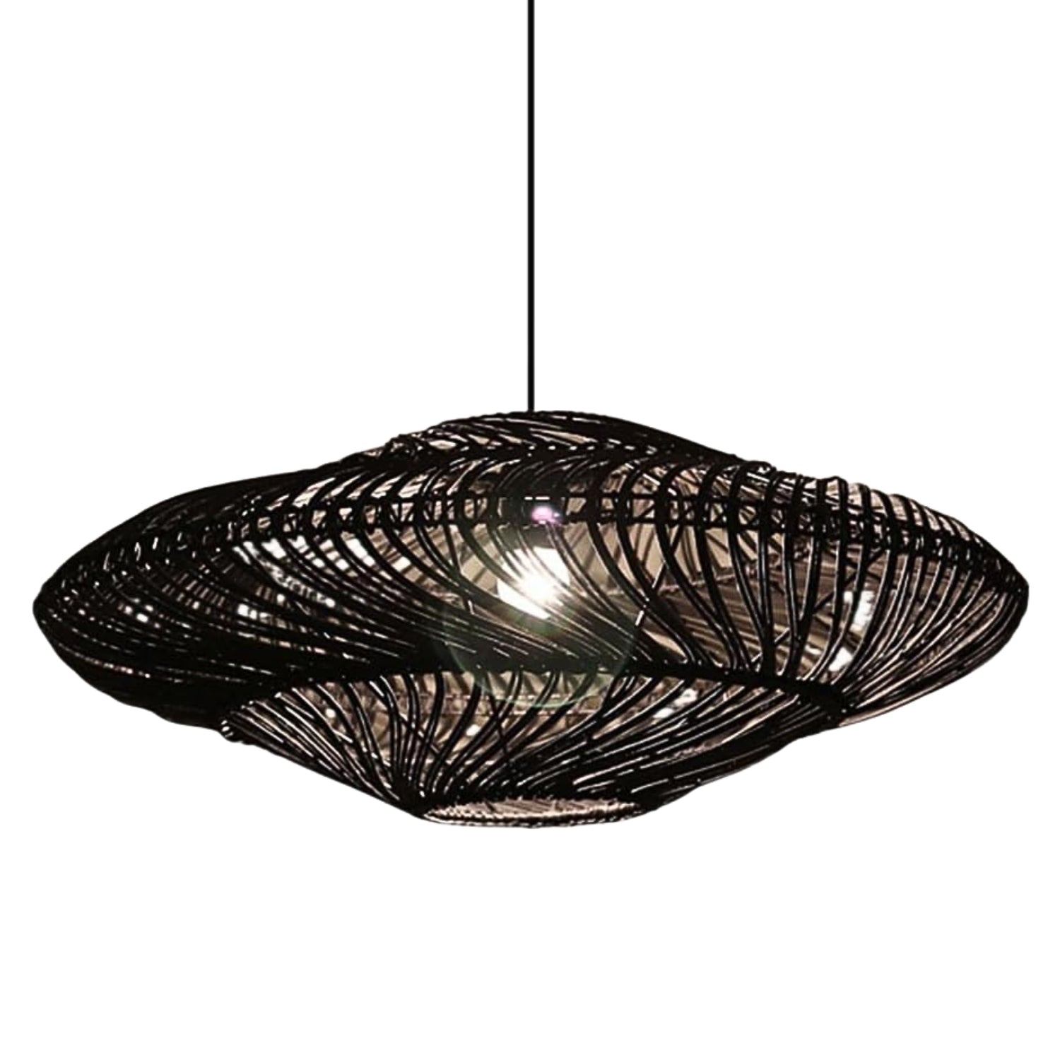 Flying Saucer Black Rattan Pendants