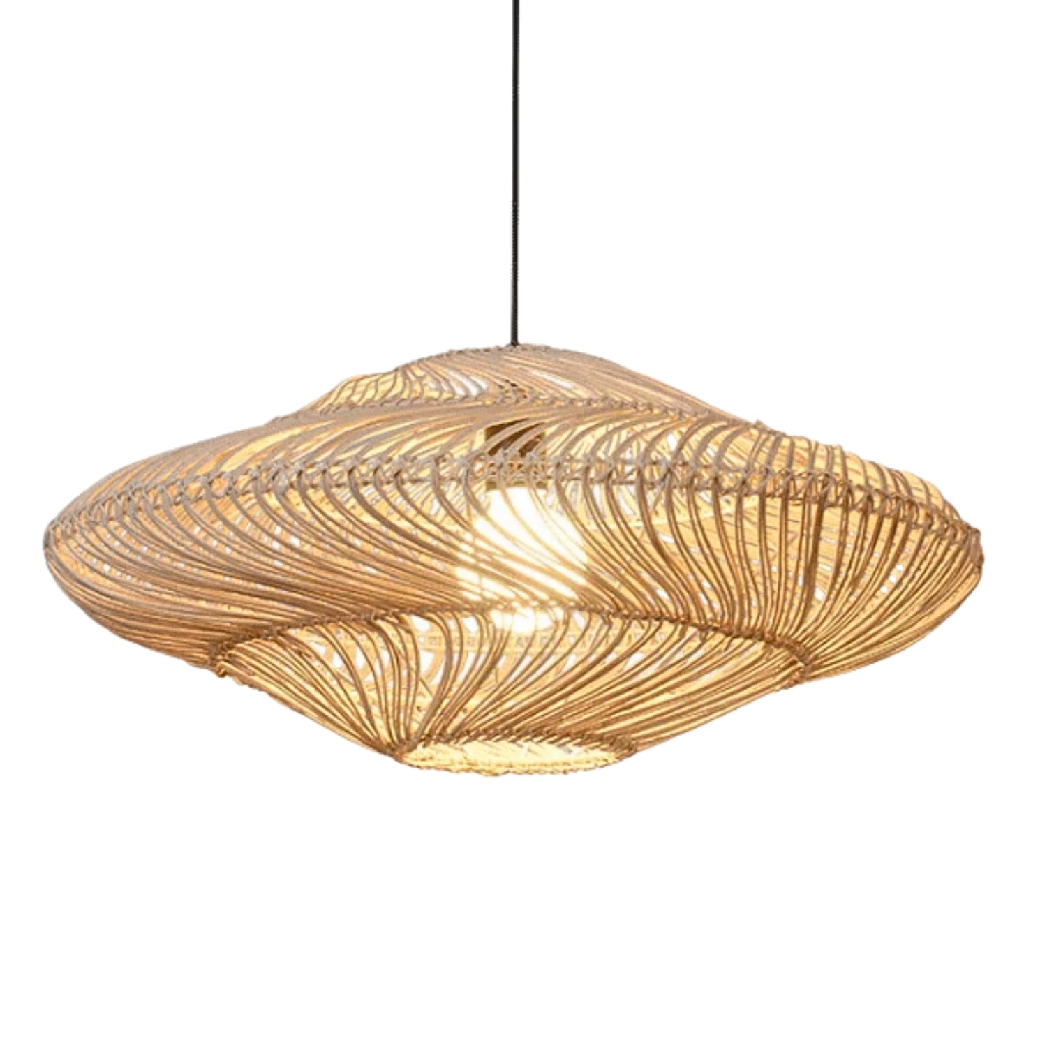 Flying Saucer Black Rattan Pendants