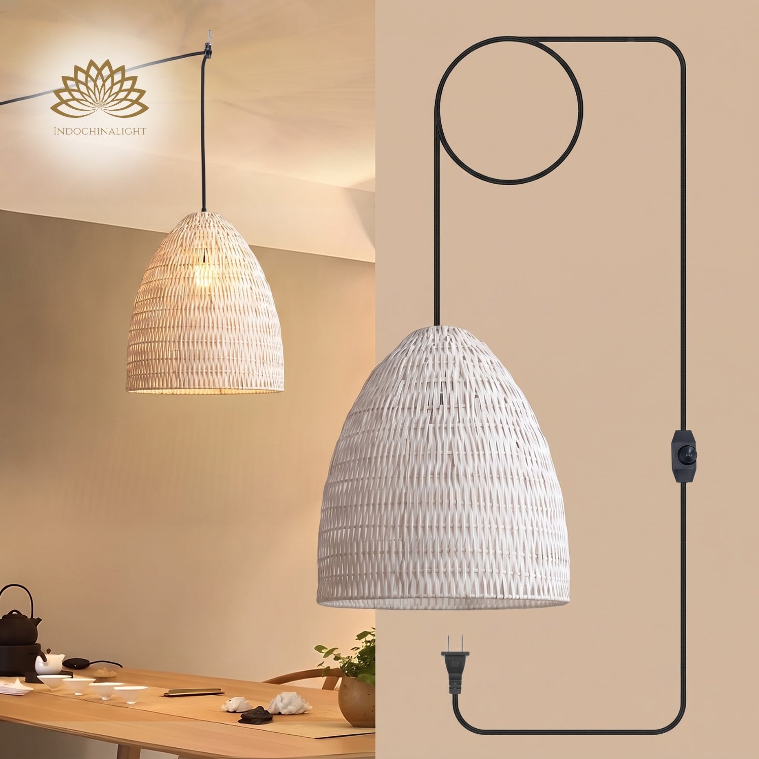 Yujidao White Bamboo Pendant Light Shade